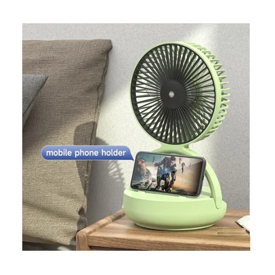 Dp-7637 Rechargeable Moving Table Fan with LED Light - Multicolor