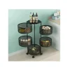Metal 5 Layers Rotating Kitchen Rack - Black